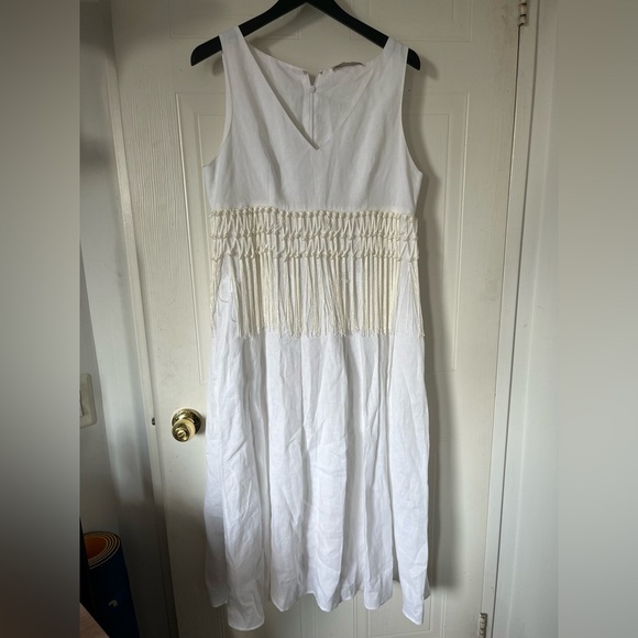 Fabiana Filippi linen dress with fringes size 14/L - Picture 5 of 16
